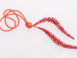 Pünktelwurm orange-rot | offen, lang, Glas, Stahlseil | 140932-18