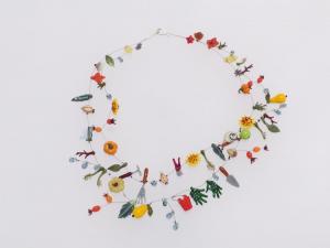 Garten im Herbst 1 / Glas Stahlseil Silber/ 2301030-21