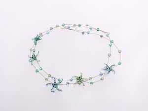 Seesterne gepunktet transparent/ 2 Str.,Glas Stahlseil Silber / 1301035-21