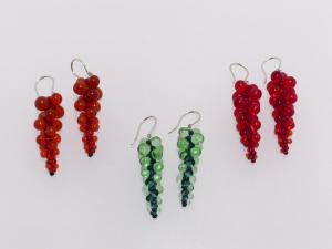 Ohrhänger Kugelverlauf / Glas Stahlseil Silber / 0601012-23