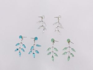 Ohrstecker Knospenpaare / Glas, Stahlseil und- draht, Silber/ 080919-24