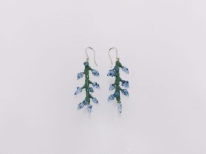 Ohrhänger Knospen grün blau/ Glas, Edelstahl, Silber/0601076-24