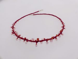 Ästchen rot korall rosa, 3farbig / Glas, Stahlseil, Silber/ 1101071-24