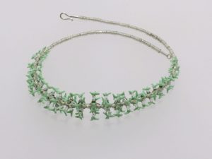 Flocken grau helltürkis / Glas Stahlseil, Silber/ 1401070-24